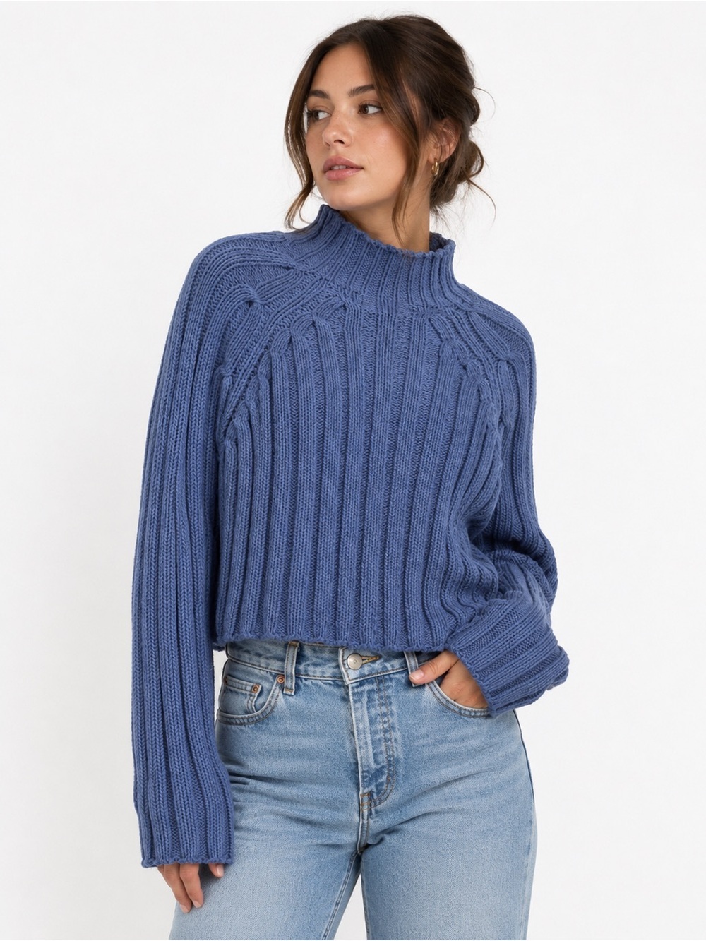 American Eagle Cable Knit Mock Neck Sweater